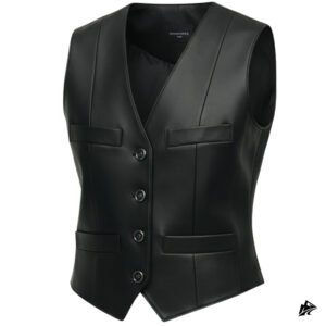 BLACK LEATHER VEST FOR WOMEN