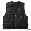 Biker Leather Vest Black