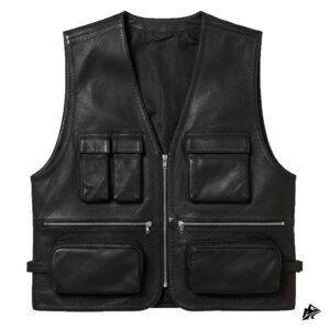 Biker Leather Vest Black