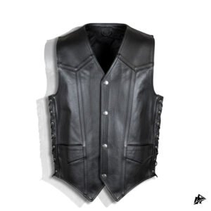 Black Leather Vest with straps