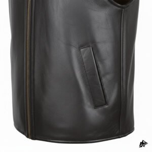 Black Shearling Leather Motorcycle Vest