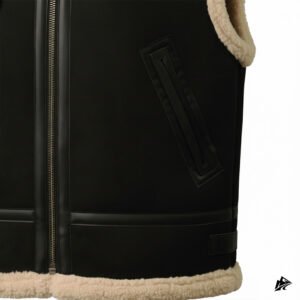 Black Shearling Leather Vest