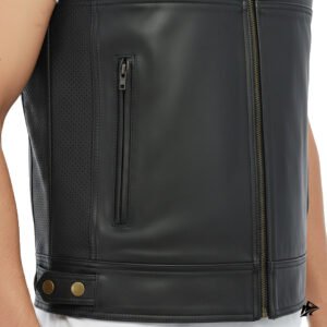 Black club leather vest for man