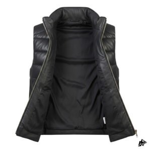 Black leather puffer vest