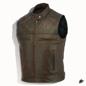 Brown Distressed Leather Vest