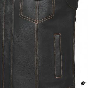 Brown Stitched leather vest black