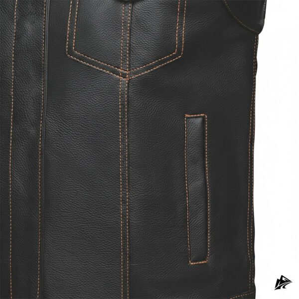 Black Quilted Biker Leather Vest for Men, the leather