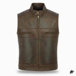 Distressed Brown Leather Vest for Riders