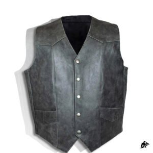 Leather Vest V-Neck Distressed
