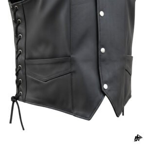 Men Black V-neck leather vest for men