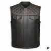 Men black leather vest brown stitched