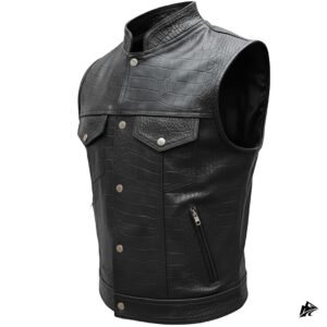 Men crocodile embossed leather vest