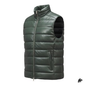 Men green puffer vest