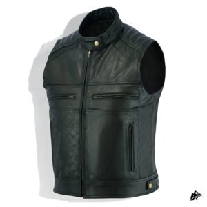 Padded Shoulder leather vest for men
