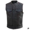Read stitching black leather vest