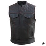 Bespoke Black Leather Vest with Red Detailing