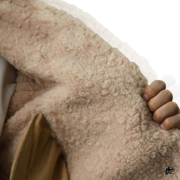 Black Shearling Suede Leather Motorcycle Vest, pockets