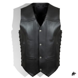V‑Neck Leather Biker Vest