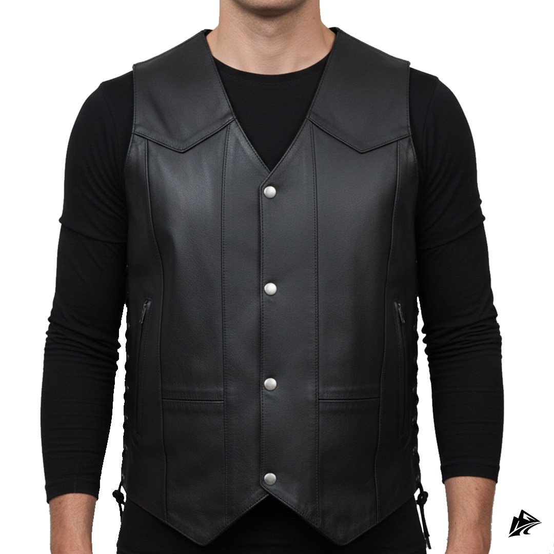 V‑Neck Leather Biker Vest for men V‑Neck Leather Biker Vest for men