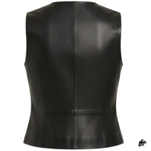 Women leather vest black