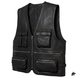 biker zipper black vest