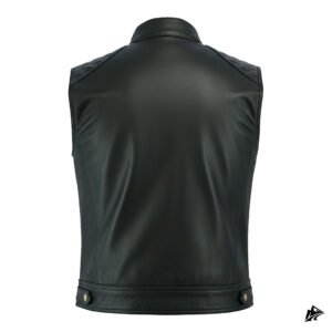 black Padded Shoulder leather vest