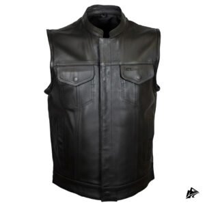 black club style leather vest for men