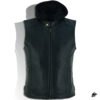 black hooded leather vest