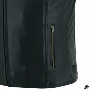 black hooded leather vest man