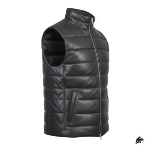black leather mens vest