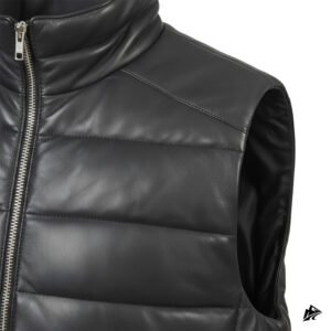black leather mens vest for men