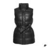 black leather puffer vest for women