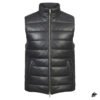 black leather puffer vest for women