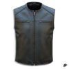 black leather vest diamond stitched
