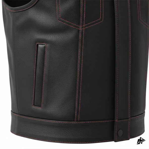 Quilted Yoke Leather Motorcycle Vest, pockets