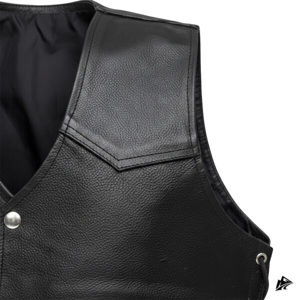 Men's Premium Black Leather Vest with Side Laces, the leather