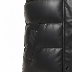black puffer leather vest for women