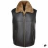 black shearling leather vest for men