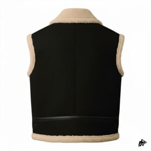 black suede Shearling Collar leather vest