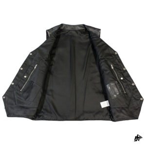 black v-neck biker vest