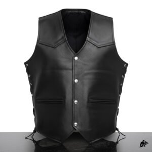 black vest leather made with laces