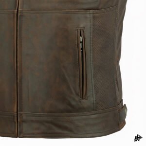 brown leather vest for man distress