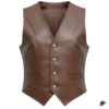 brown western leather vest