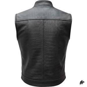 croco embossed leather vest