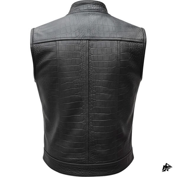 Crocodile Embossed Cowhide Leather Vest, lining