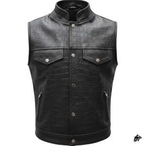 crocodile embossed men leather vest