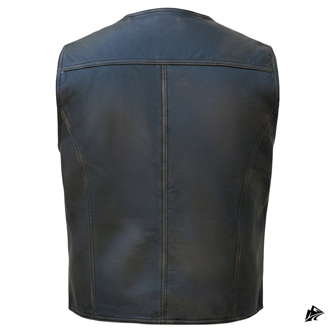 dark gray rough style leather vest for men dark gray rough style leather vest for men