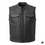 Black Quilted Yoke Side Zip Motorcycle Vest