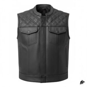 diamond shape leather vest black man