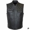 diamond stitching black leather vest for men